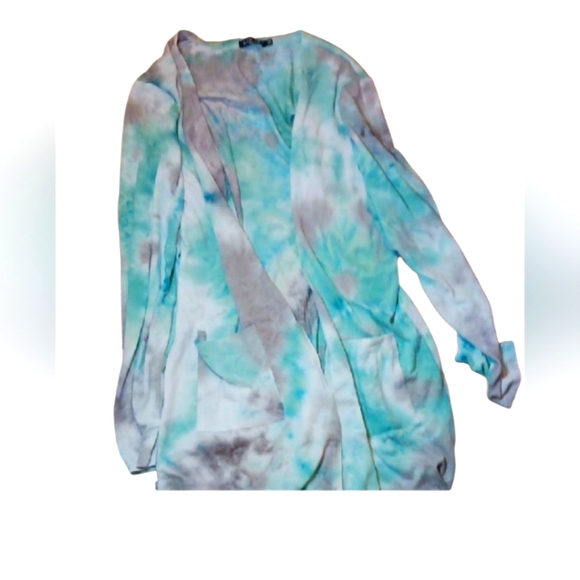 Glitzy Girlz Sweaters - Elegant Tie-Dye Open Front Cardigan